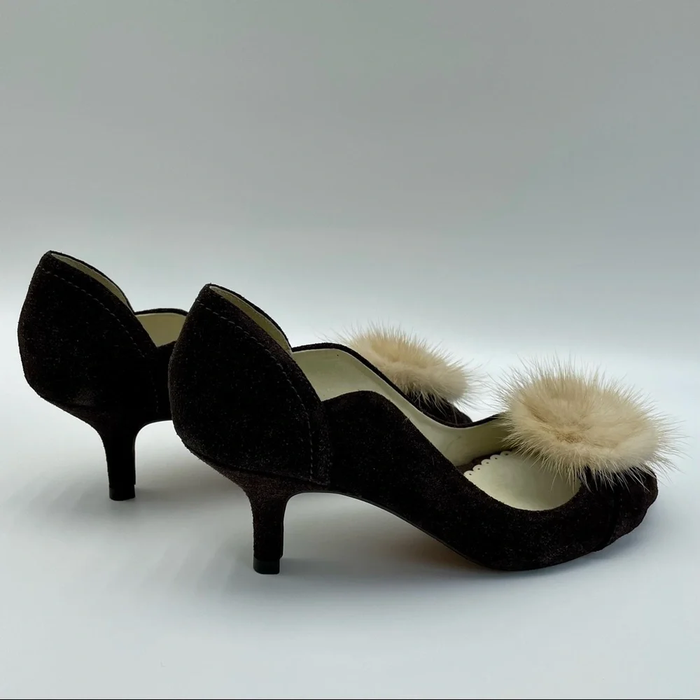 Kristen Randolph Chocolate Suede Leather Heels Size  7 - Picture 11 of 15
